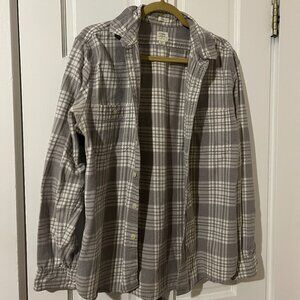 J Crew Gray Tailored Fit Cotton Flannel